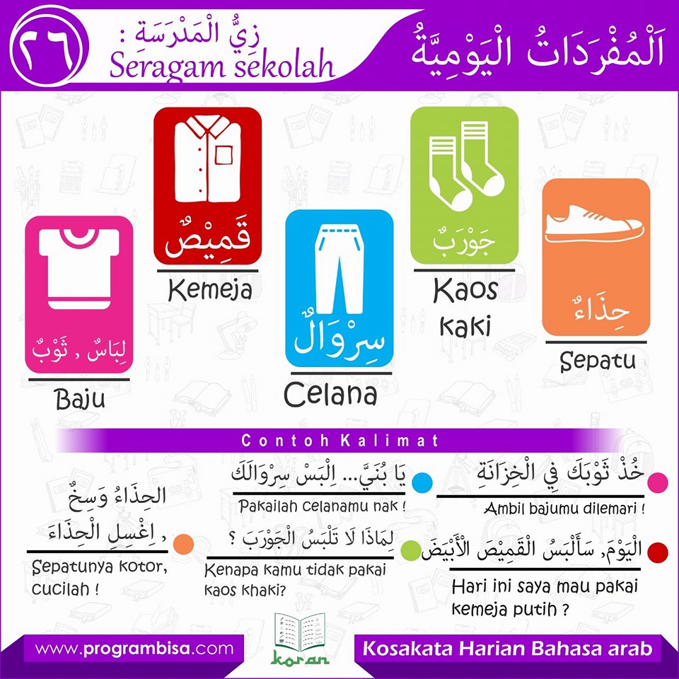 Kosakata Harian Bahasa  Arab  BISA 26    